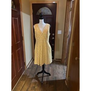 New York Collections yellow/white print dress PTP 19/waist 16/size large